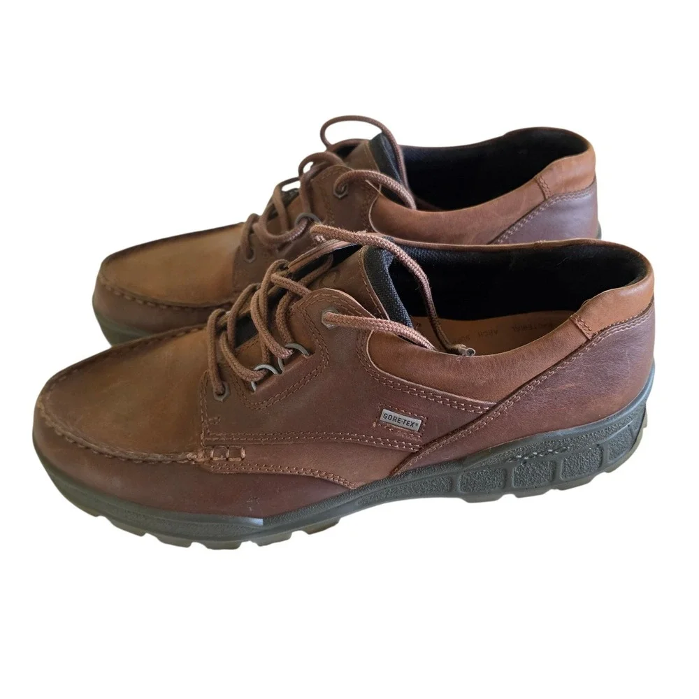 ECCO Track 25 Brown Leather Gore-Tex Waterproof Moc Toe Shoes Mens 47 (13-13.5)